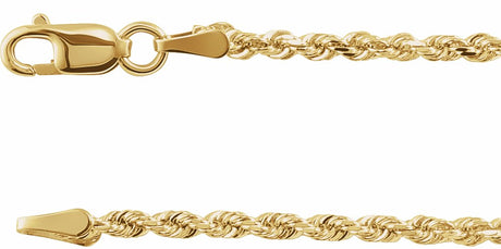 14K Yellow Gold 1.8 mm Diamond-Cut Rope 7" Chain