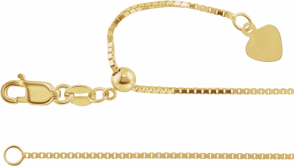 14K Yellow Gold .85 mm Adjustable Box 16-22" Chain