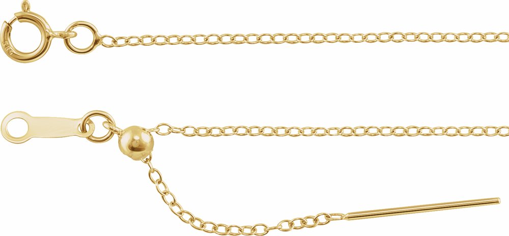 14K Yellow Gold-Filled 1.1 mm Adjustable Threader Cable 16-22" Chain