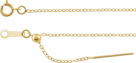 14K Yellow Gold 1.1 mm Adjustable Threader Cable Cable 6-8" Chain 