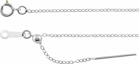 14K White Gold 1.1 mm Adjustable Threader Cable 16-22" Chain