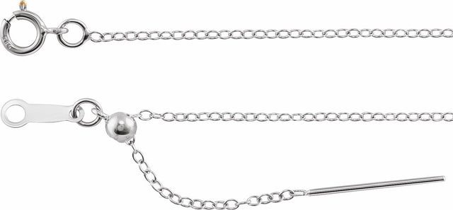 14K White Gold 1.1 mm Adjustable Threader Cable 16-22" Chain