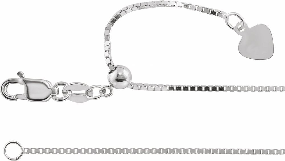 14K White Gold .85 mm Adjustable Box 16-22" Chain
