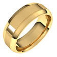 14K Yellow Gold 7 mm Beveled-Edge Grooved Comfort-Fit Half Round Band Size 12