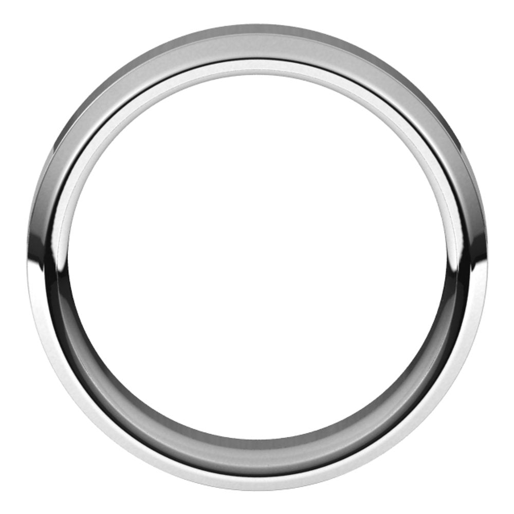 14K White 7 mm Beveled-Edge Grooved Comfort-Fit Half Round Band Size 10
