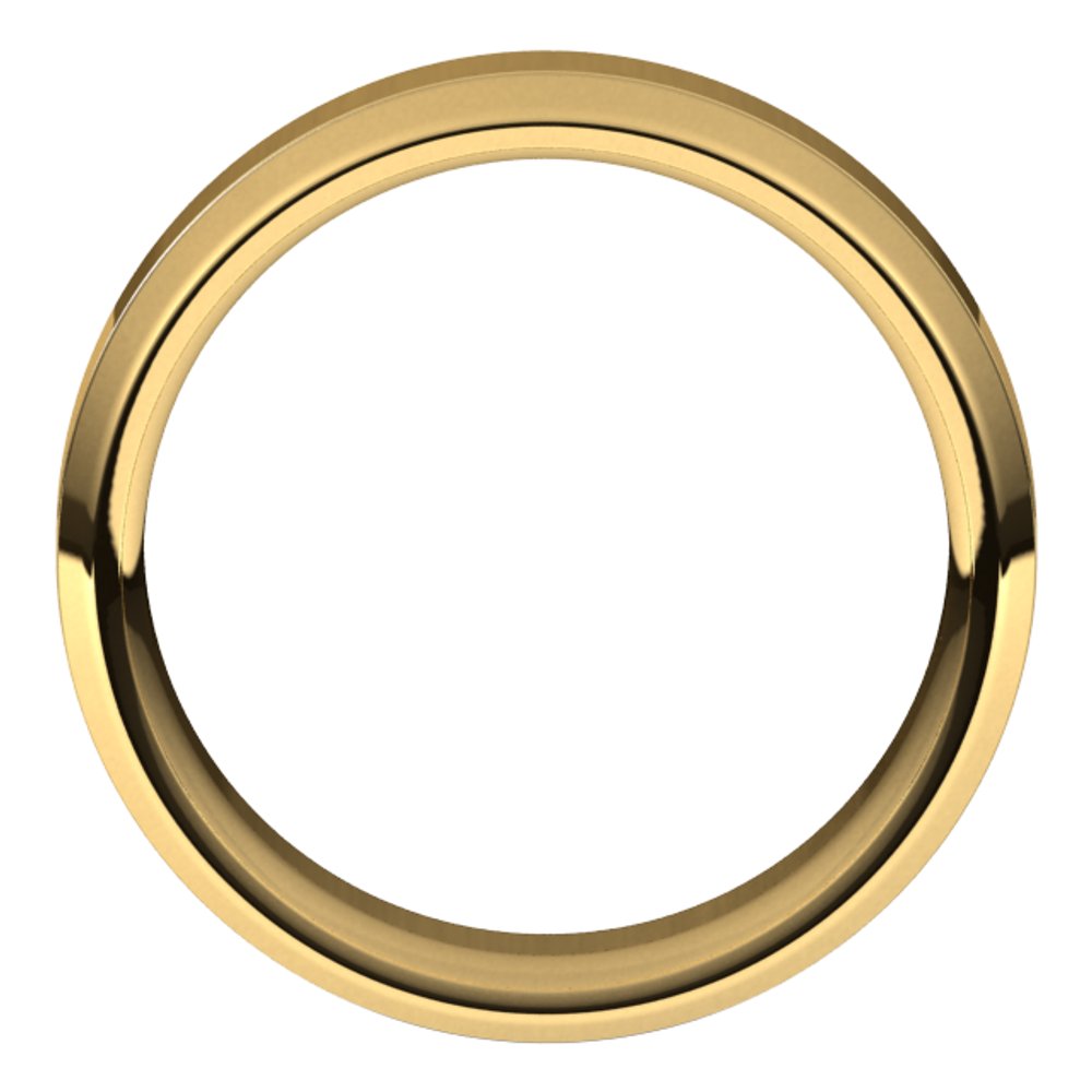 14K Yellow Gold 7 mm Beveled-Edge Grooved Comfort-Fit Half Round Band Size 12