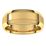 14K Yellow Gold 7 mm Beveled-Edge Grooved Comfort-Fit Half Round Band Size 12