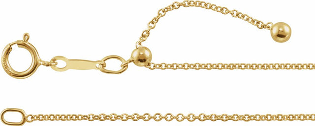 14K Yellow Gold-Filled 1.1 mm Adjustable Cable 16-22" Chain
