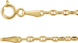 14K Yellow 1.8 mm Hollow Diamond-Cut Anchor 7" Chain 