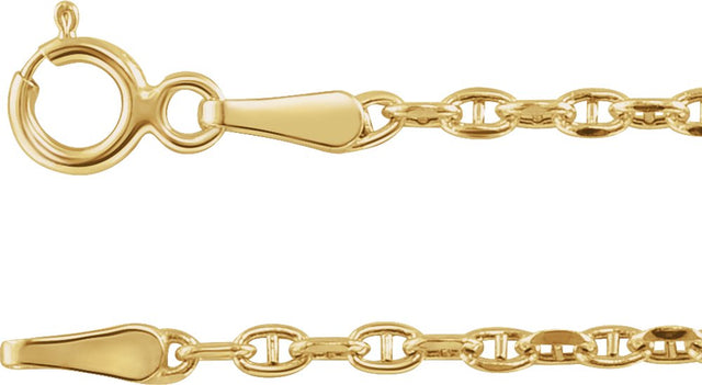 14K Yellow 1.8 mm Hollow Diamond-Cut Anchor 7" Chain 