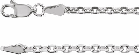 14K White Gold 2.5 mm Diamond-Cut Cable 7" Chain