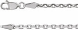14K White Gold 2.5 mm Diamond-Cut Cable 18" Chain