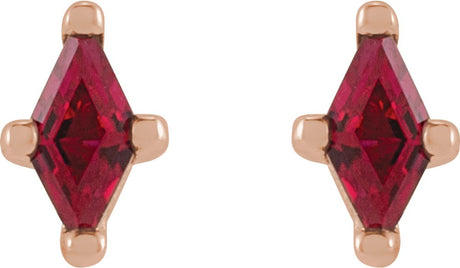 14K Rose 4x2 mm Lab-Grown Ruby Earrings