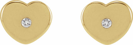14K Yellow Gold .01 CTW Natural Diamond Youth Heart Earrings  