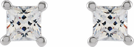 14K White 3 mm Square 1/3 CTW Lab-Grown Diamond Earrings