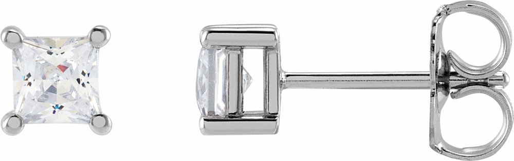 14K White Gold 3.5 mm Square 1/2 CTW Lab-Grown Diamond Earrings