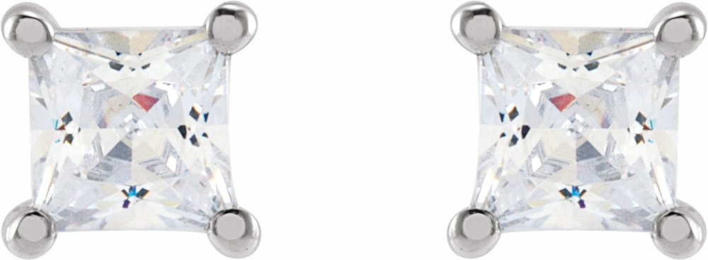 14K White 3.5 mm Square 1/2 CTW Lab-Grown Diamond Earrings