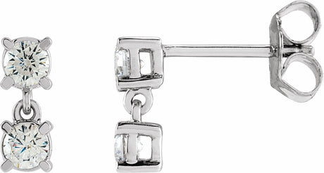 14K White Gold 1/2 CTW Lab-Grown Diamond Two-Stone Earrings