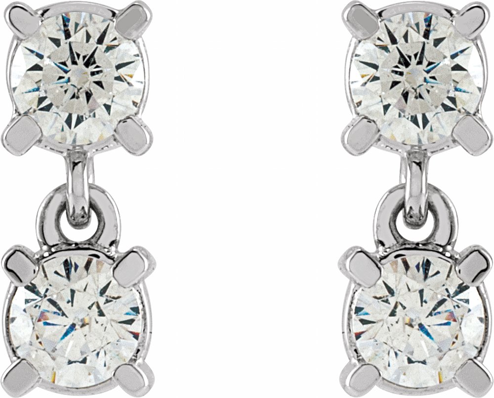 14K White 1/2 CTW Lab-Grown Diamond Two-Stone Earrings