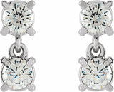 14K White 1/2 CTW Lab-Grown Diamond Two-Stone Earrings