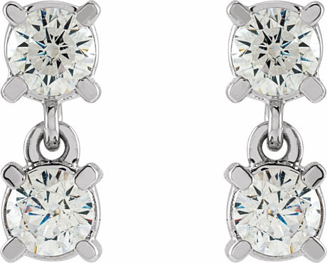 14K White 1/2 CTW Lab-Grown Diamond Two-Stone Earrings