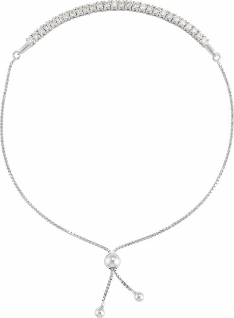 14K White Gold 1 CTW Lab-Grown Diamond Bolo 9 1/2" Bracelet