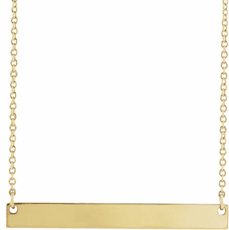 14K Yellow Gold Engravable Bar 18" Necklace