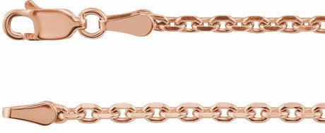 14K Rose 2.5 mm Diamond-Cut Cable 16" Chain