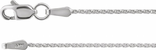 Rhodium-Plated Sterling Silver 1.05 mm Diamond-Cut Wheat 20" Chain