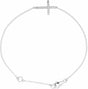 14K White Gold 1/5 CTW Natural Diamond Sideways Cross 7-8" Bracelet