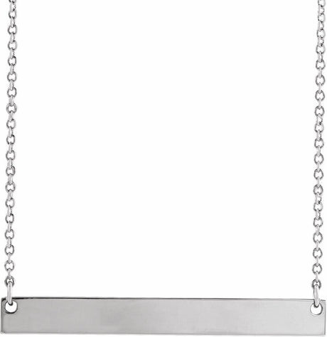 14K White Gold Engravable Bar 18" Necklace