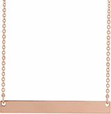 18K Rose Gold-Plated Sterling Silver Engravable Bar 18" Necklace