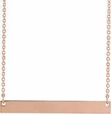 14K Rose Gold Engravable Bar 18" Necklace