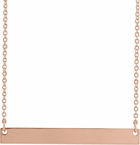 14K Rose Gold Engravable Bar 18" Necklace