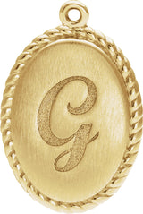 14K Yellow Engravable Oval Dangle