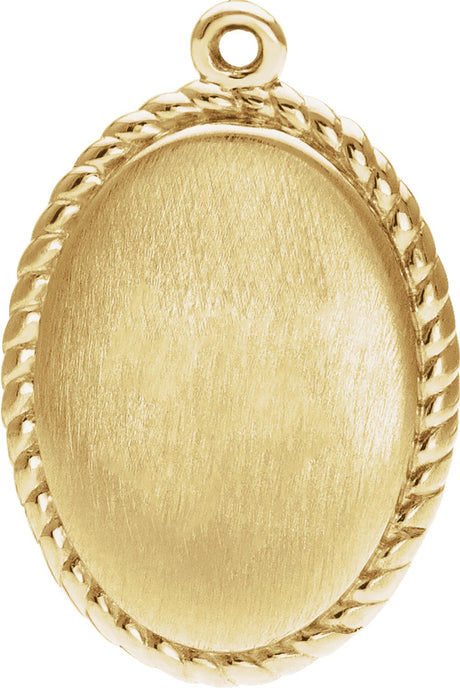 14K Yellow Engravable Oval Dangle