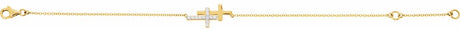 14K Yellow Gold 1/5 CTW Natural Diamond Double Sideways Cross 7-8" Bracelet