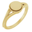 14K Yellow Gold 8.7 mm Engravable Beaded Signet Ring