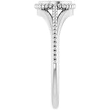 14K White 8.7 mm Engravable Beaded Signet Ring