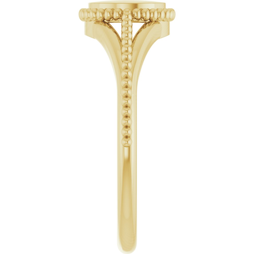 14K Yellow Gold 8.7 mm Engravable Beaded Signet Ring