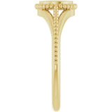14K Yellow Gold 8.7 mm Engravable Beaded Signet Ring