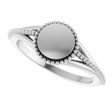 Sterling Silver 8.7 mm Engravable Beaded Signet Ring