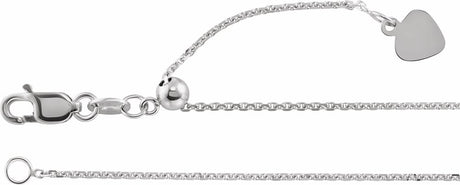 14K White Gold 1 mm Adjustable Cable 16-22" Chain