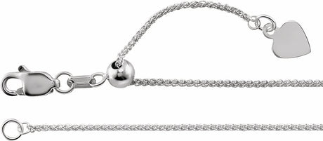14K White Gold 1 mm Adjustable Wheat 16-22" Chain