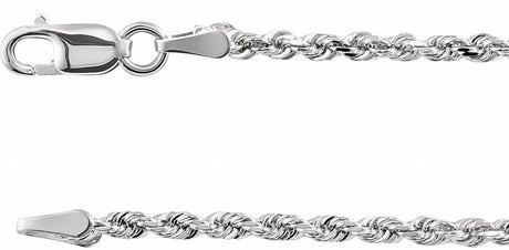 14K White Gold  1.8 mm Diamond-Cut Rope 20" Chain