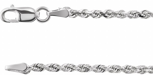 14K White Gold  1.8 mm Diamond-Cut Rope 20" Chain