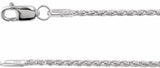 Rhodium-Plated Sterling Silver 1.25 mm Wheat 7" Chain