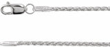 14K White Gold 1.25 mm Wheat 20" Chain