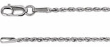 14K White 1.6 mm Diamond-Cut Rope 18" Chain