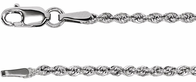 14K White Gold 1.85 mm Rope 7" Chain